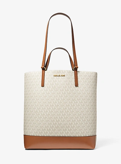 Michael Kors Kelli Large Two-tone Logo Tote Bag In Natural