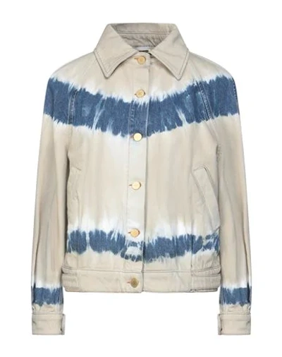Alberta Ferretti Denim Outerwear In Sand