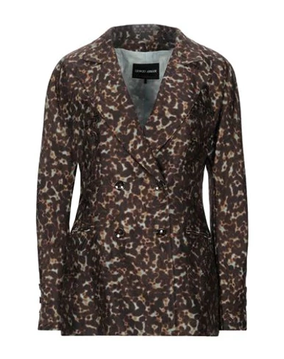 Giorgio Armani Suit Jackets In Dark Brown