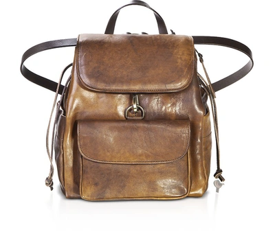 Chiarugi Handbags Brown Genuine Leather Backpack In Marron
