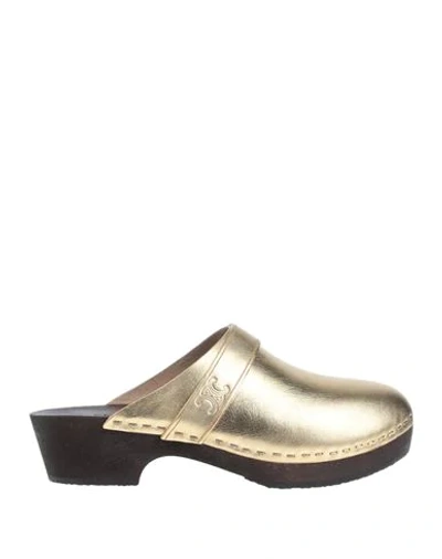 Celine Woman Mules & Clogs Gold Size 10 Soft Leather