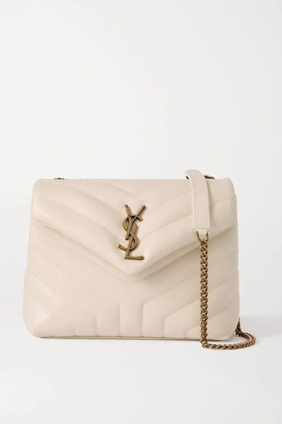 Saint Laurent Loulou Small Quilted Leather Shoulder Bag In White