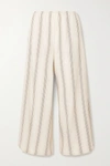 VINCE CROPPED STRIPED TWILL WIDE-LEG PANTS