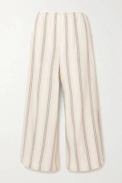Vince Cropped Striped Twill Wide-leg Pants In Ivory