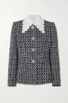 ANDREW GN GUIPURE LACE-TRIMMED EMBELLISHED BOUCLÉ-TWEED JACKET