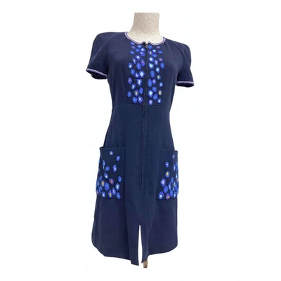 Pre-owned Chanel Wool Mid-length Dress In Blue