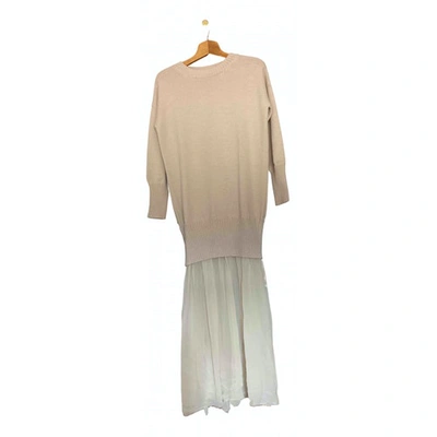 Pre-owned Jucca Wool Maxi Dress In White