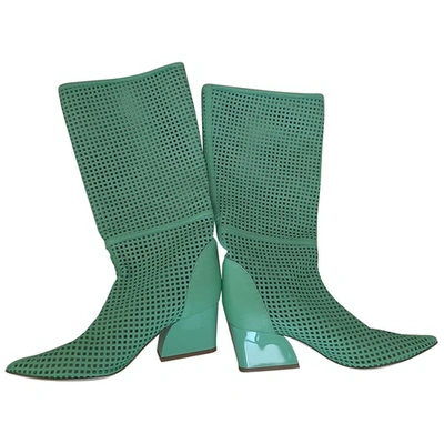 Pre-owned Tibi Leather Boots In Green
