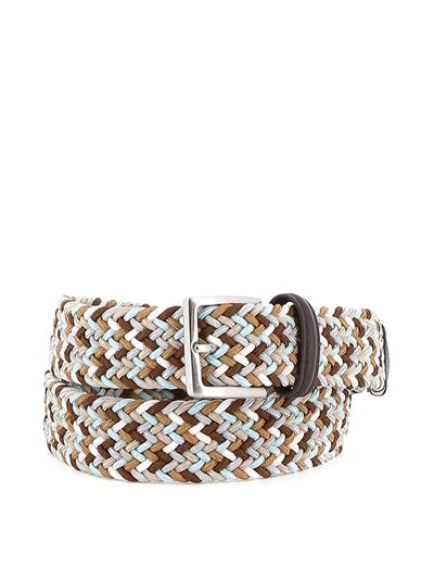 Anderson's Brown And Sky Blue Stretch Woven Fabric Belt