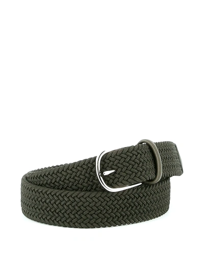 Anderson's Stretch Woven Belt In Army Green In Dark Green