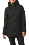 Bernardo Bernado Packable Ecoplume(tm) Hooded Walker Coat In Black