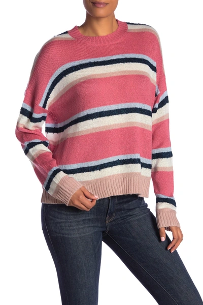 Abound Knit Stripe Sweater In Coral Faded Mckay Stripe