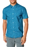 Good Man Brand Flex Pro Slim Fit Print Short Sleeve Button-up Shirt In Lyons Blue Scattere