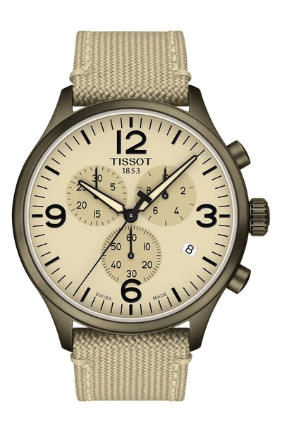 Tissot T-sport Xl Chonograph Nylon Strap Watch, 45mm In Beige/ Gunmetal