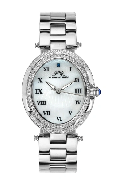 Porsamo Bleu South Sea Oval Swarovski Crystal Bracelet Watch, 30.75mm In Silver