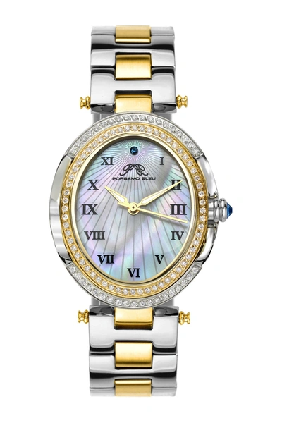 Porsamo Bleu Women's South Sea Oval Crystal Stainless Steel Bracelet Watch 106fsso In Two-tone