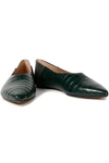 JOSEPH ANOUD CROC-EFFECT LEATHER COLLAPSIBLE-HEEL POINT-TOE FLATS,3074457345625153632