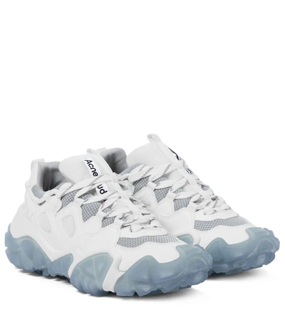 Acne Studios Bolzter Sneakers In White And Light Blue In Lace-up Sneakers