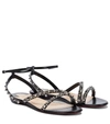 Christian Louboutin Black Mafaldina Spikes Flat Sandals In Black