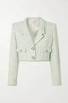 ALESSANDRA RICH CROPPED EMBELLISHED SEQUINED WOOL-BLEND TWEED JACKET