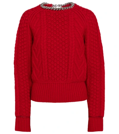 Bottega Veneta Chain-embellished Open-back Cable-knit Wool Sweater In Nail Polish
