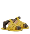 FENDI BABY FF LEATHER SANDALS,P00530233