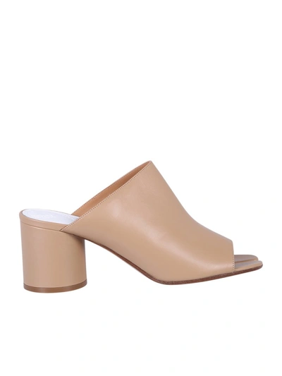Maison Margiela Mid-heel Leather Mules In Brown
