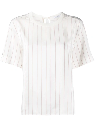 Agnona Pinstripe Print T-shirt In Neutrals