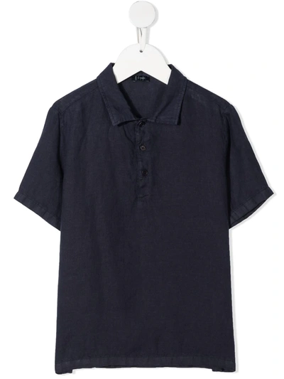 Il Gufo Kids' Linen Polo Shirt In Blue