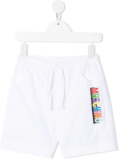 Moschino Kids' Logo Print Detail Shorts In White