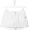Alberta Ferretti Teen Denim Mini Shorts In White