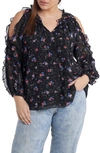 1.state 1. State Ruffle Cold-shoulder Georgette Top In Garden