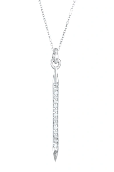 Adornia Fine Rhodium Plated Sterling Silver Pave Diamond Mini Spike Pendant Necklace