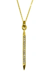 ADORNIA FINE 14K YELLOW GOLD PLATED STERLING SILVER PAVE DIAMOND MINI SPIKE PENDANT NECKLACE,791109045343