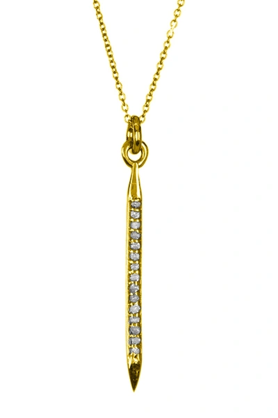 Adornia Fine 14k Yellow Gold Plated Sterling Silver Pave Diamond Mini Spike Pendant Necklace