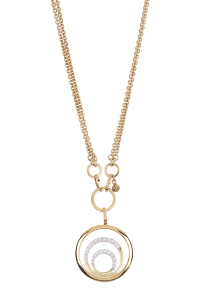 Breuning 14k Two-tone Gold Diamond Concentric Circles Pendant Necklace In Yellow