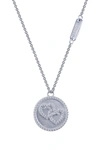 LAFONN PLATINUM PLATED STERLING SILVER MICRO PAVE SIMULATED DIAMOND SENTIMENTALS DOUBLE HEART PENDANT NECKL,847374026577