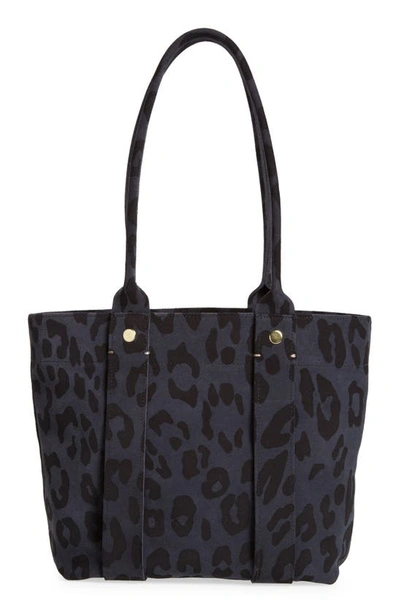 Clare V Petit Cousin Leather Tote In Marine Pablo Cat Suede