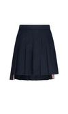 Thom Browne Women Mini Dropped Back Pleated Skirt In School Uniform Plain Weave In Blue