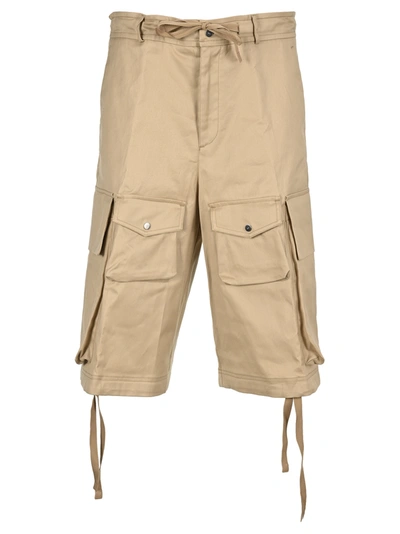 Moncler Cotton-twill Wide-leg Cargo Shorts In Camel