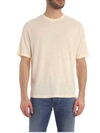 AMI ALEXANDRE MATTIUSSI T SHIRT IN LIGTH JERSEY WITH TAB ON SIDE,E20HJ120.712 150 OFF WHITE