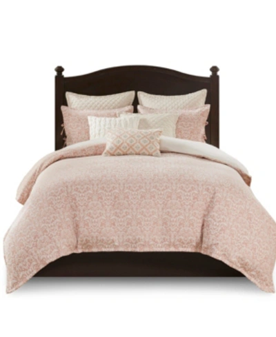 Madison Park Signature Haven Queen Chenille Jacquard Comforter, Set Of 8 Bedding In Blush