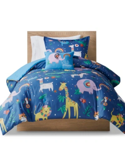 Mi Zone Kids Rainbow Animals Full/queen Printed Comforter, Set Of 4 Bedding In Multi