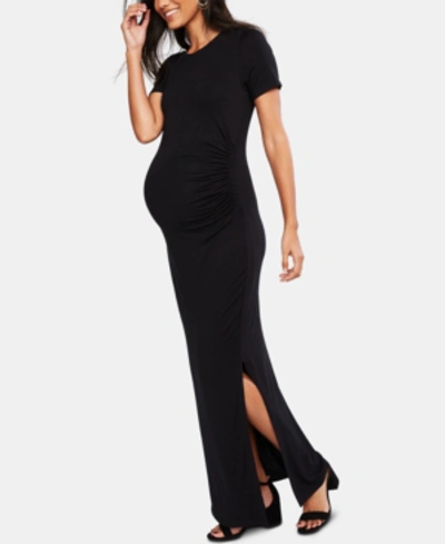 A Pea In The Pod Luxe Ruched Maternity Maxi Dress In Black