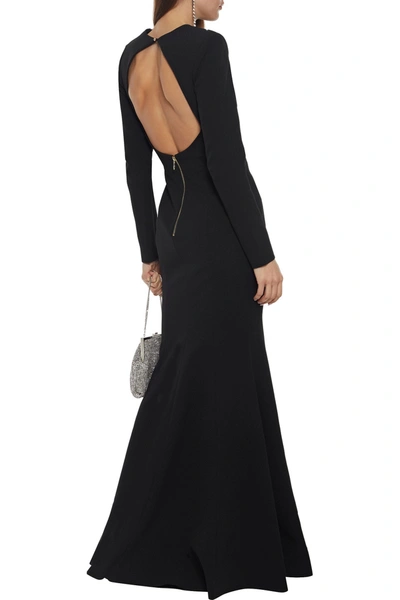 Rebecca Vallance Delilah Open-back Crepe Gown In Black