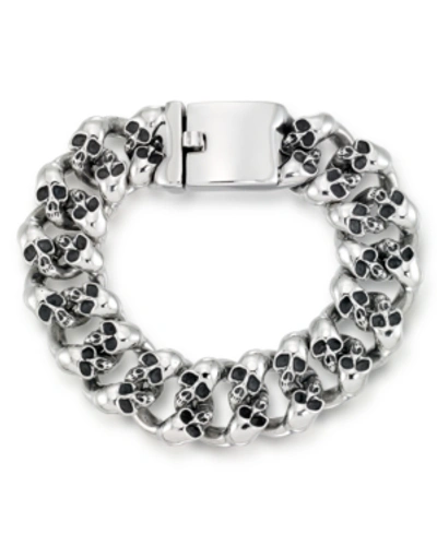 Andrew Charles By Andy Hilfiger Men's Multi Skull Link Bracelet In Stainless Steel