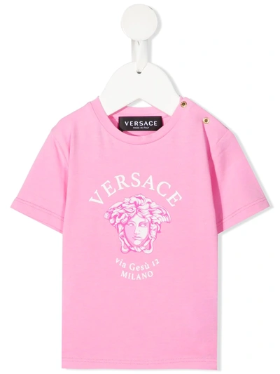 Young Versace Babies' Medusa-print T-shirt In 粉色