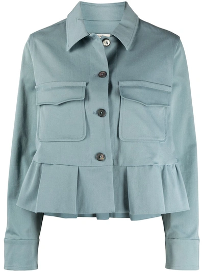 Odeeh Pleated Hem Jacket In Blue