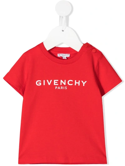 Givenchy Babies' Signature Crew Neck T-shirt In Red