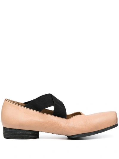Uma Wang Leather Ballerina Flats With 23 Mm Square Toe In Neutral